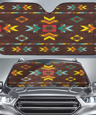 Blue Pattern Brown Native Auto Sun Shades