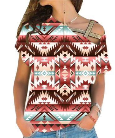 Ornamental Patter Cross Shoulder Shirt