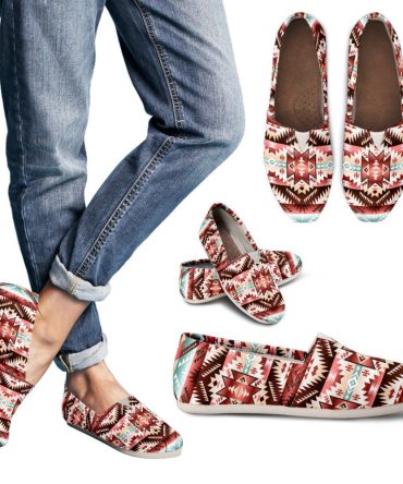 Red Vector Tribal Native Women's Casual Shoes
