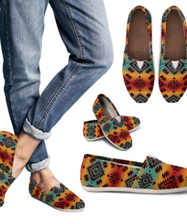 Blue Orange Pattern Women's Casual Shoes