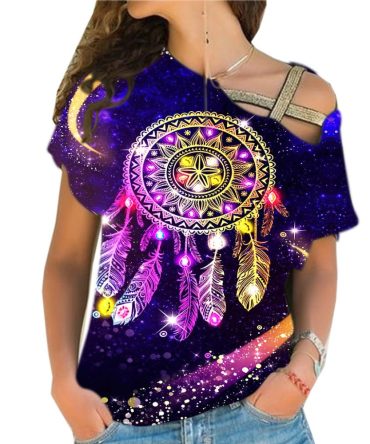 Purple & Yellow Dress Cross Shoulder Shirt