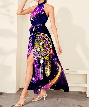 Purple & Yellow Dress Maxi Ligation