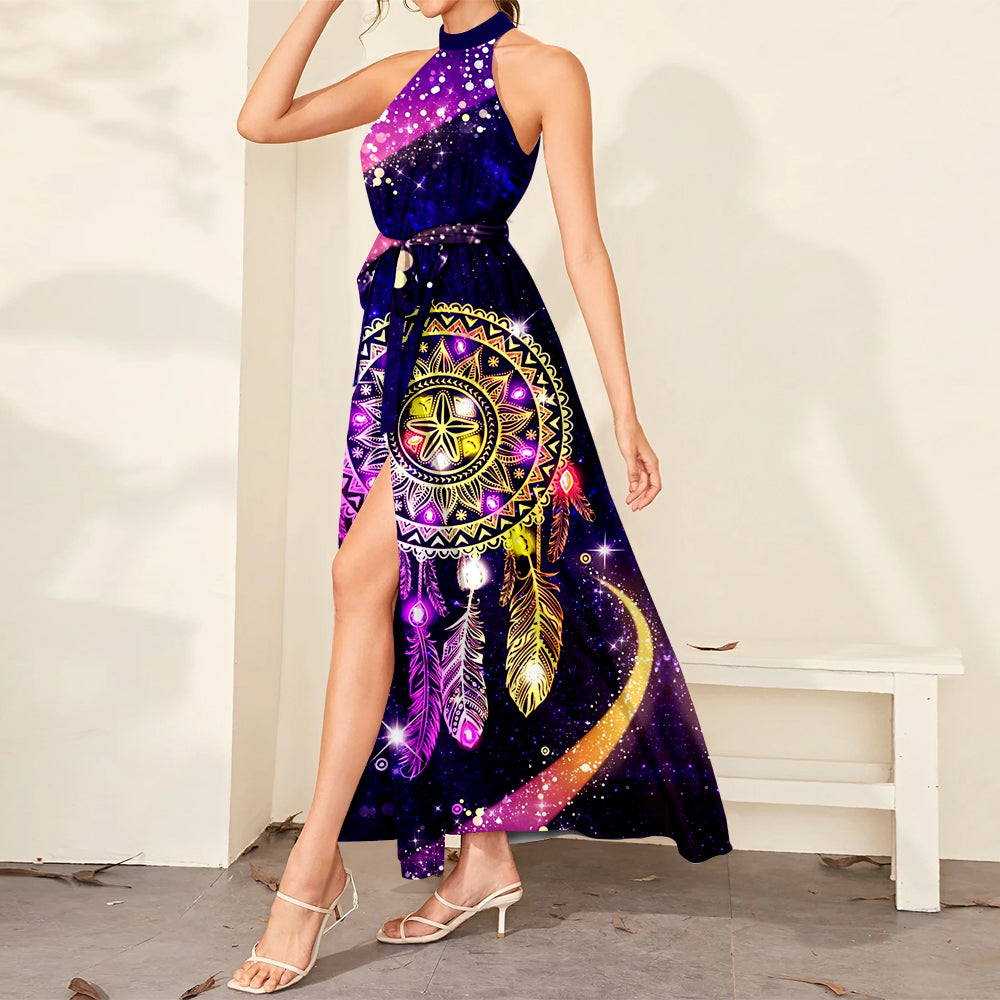 Purple & Yellow Dress Maxi Ligation