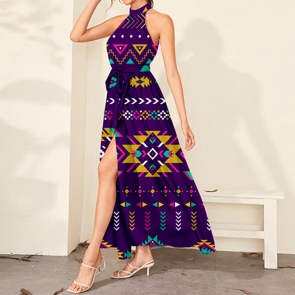 Purple Pattern Dress Maxi Ligation - Image 2