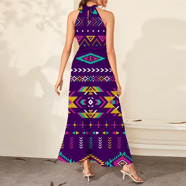 Purple Pattern Dress Maxi Ligation - Image 3