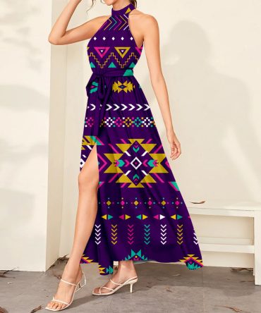 Purple Pattern Dress Maxi Ligation