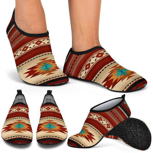 Red Native Pattern Aqua Shoes - Image 4