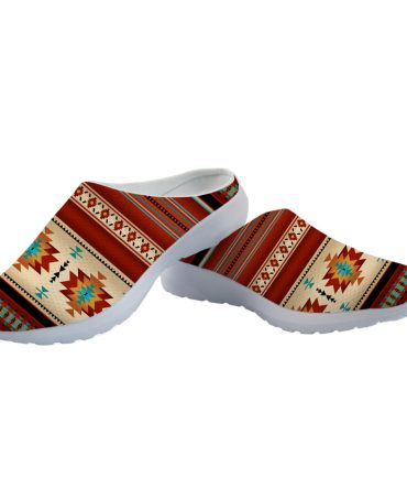 Red Native Pattern Mesh Slippers
