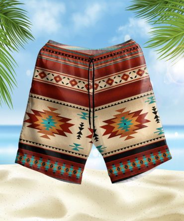 Red Pattern Hawaiian Shorts