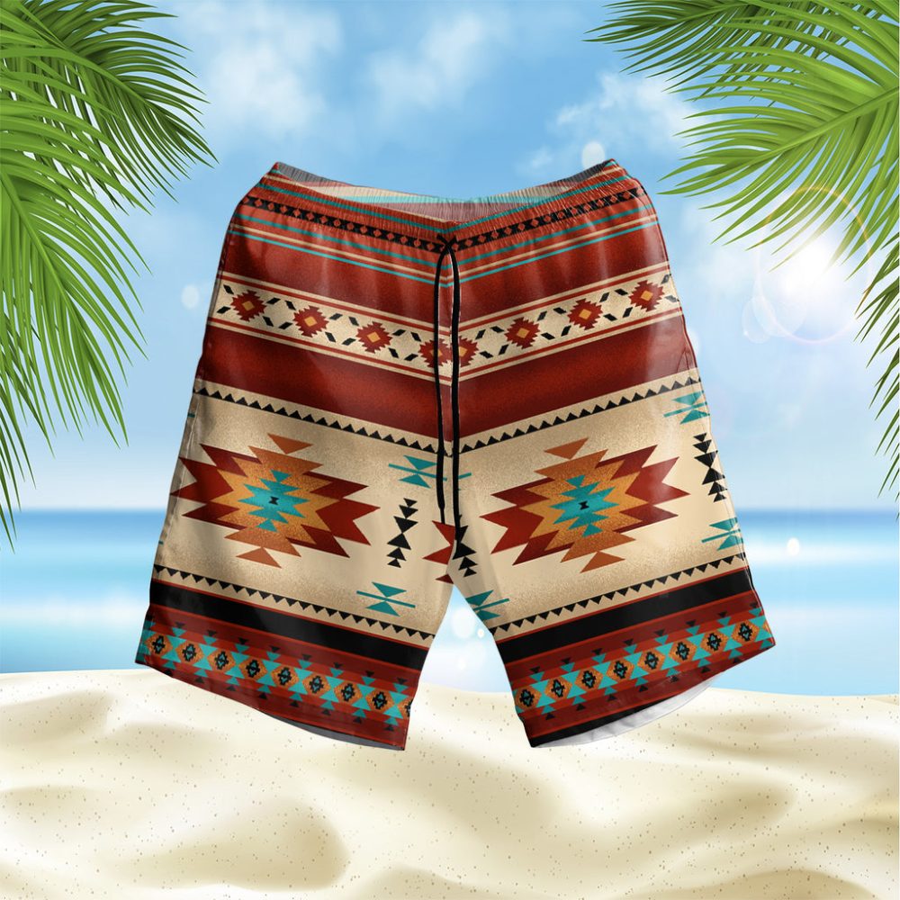 Red Pattern Hawaiian Shorts