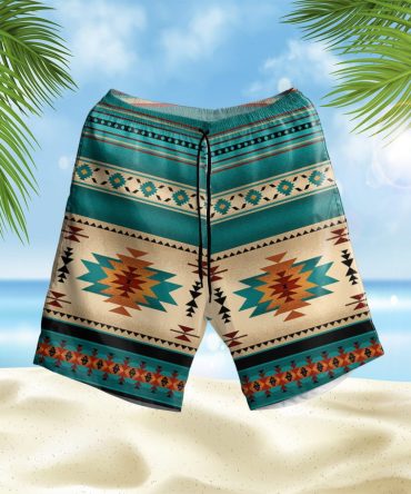 Blue Native Pattern Hawaiian Shorts