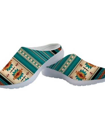 Blue Native Pattern Mesh Slippers