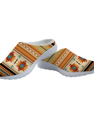 Yellow Native Pattern Mesh Slippers