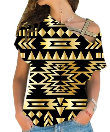Seamless Yellow Pattern Cross Shoulder Shirt