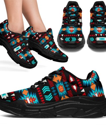 Light Neon Blue Pattern Chunky Sneakers New