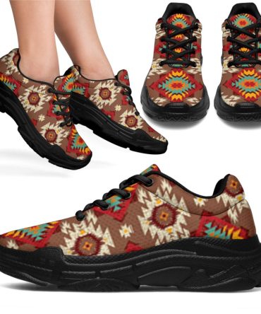 Red Pattern Chunky Sneakers