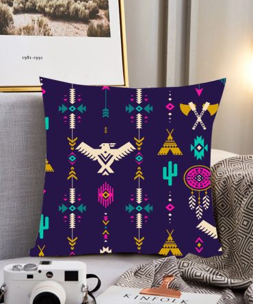 Thunderbird Pattern Blue Pillow Cover