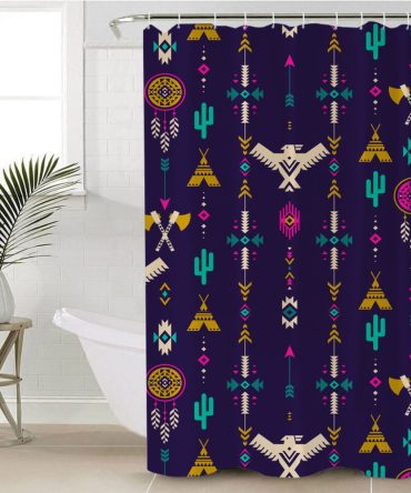 Thunderbird Pattern Blue Shower Curtain