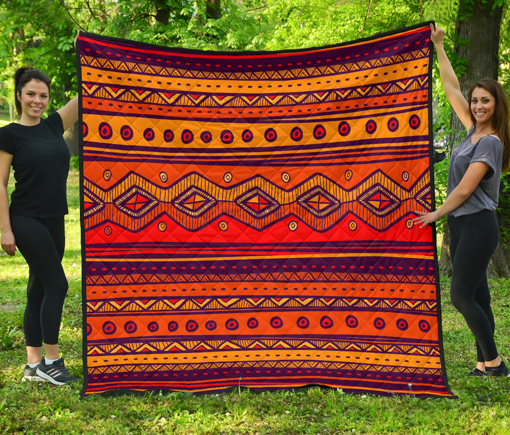 Pattern Color Orange Premium Quilt