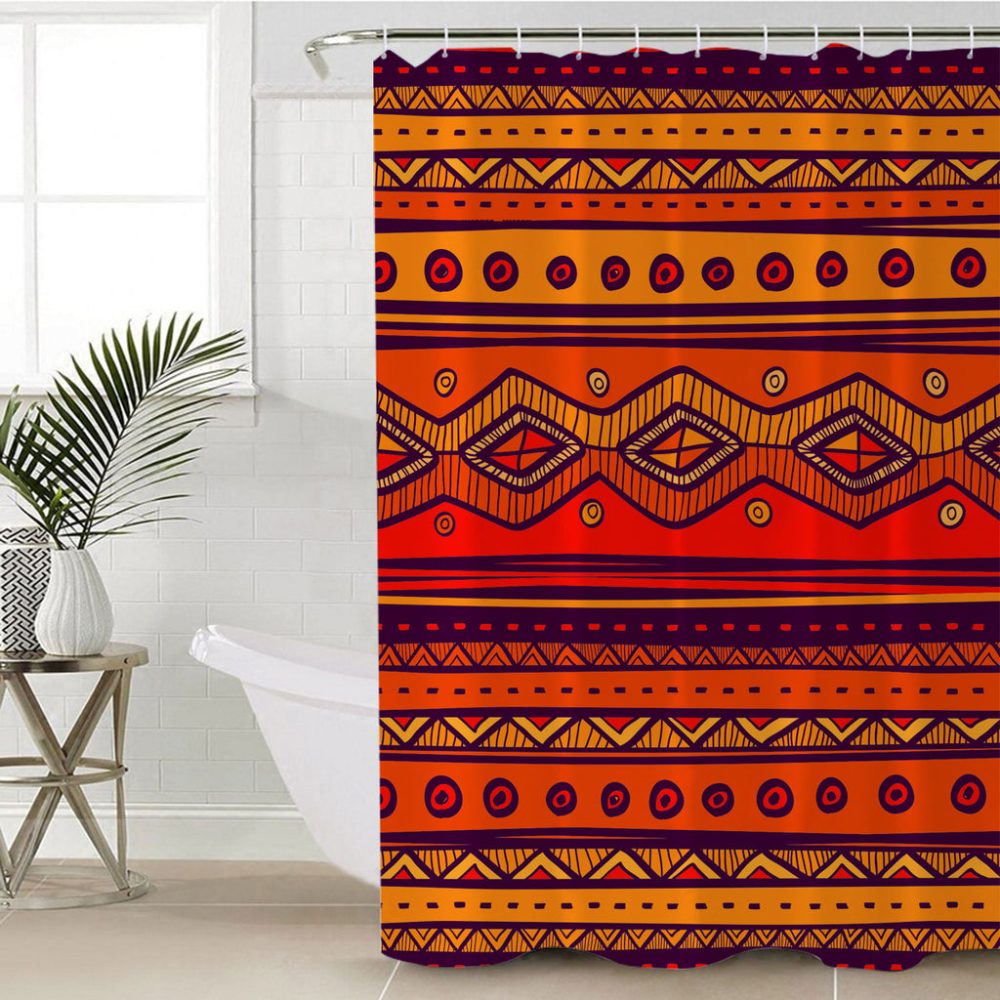 Pattern Color Orange Shower Curtain