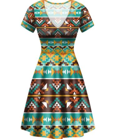 Seamless colorful Round Neck Dress