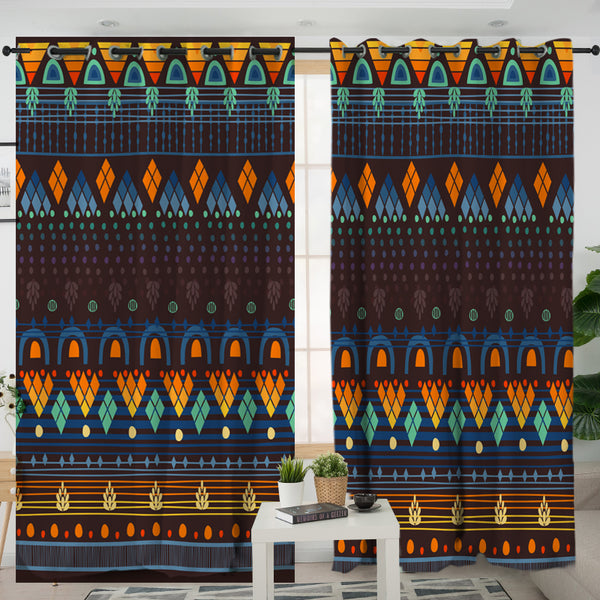 BEthno Brown Blue Living Room Curtain - Image 3