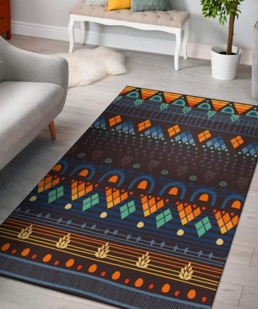Ethno Brown Blue Area Rug