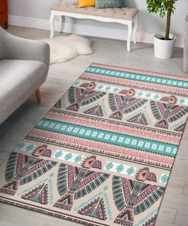 Thunderbird Pattern Pink Area Rug