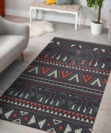 Tribal Pattern Elephants Area Rug