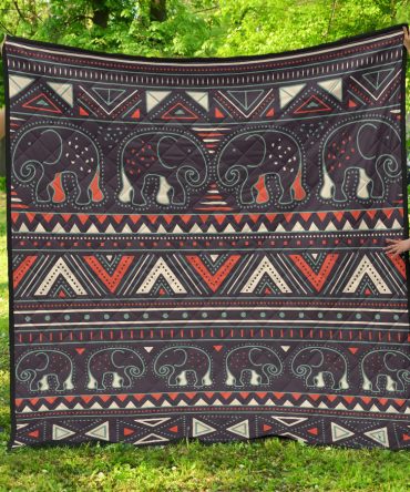 Tribal Pattern Elephants Premium Quilt