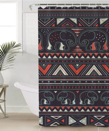 Tribal Pattern Elephants Shower Curtain