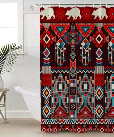 Pattern Red And Bison Shower Curtain