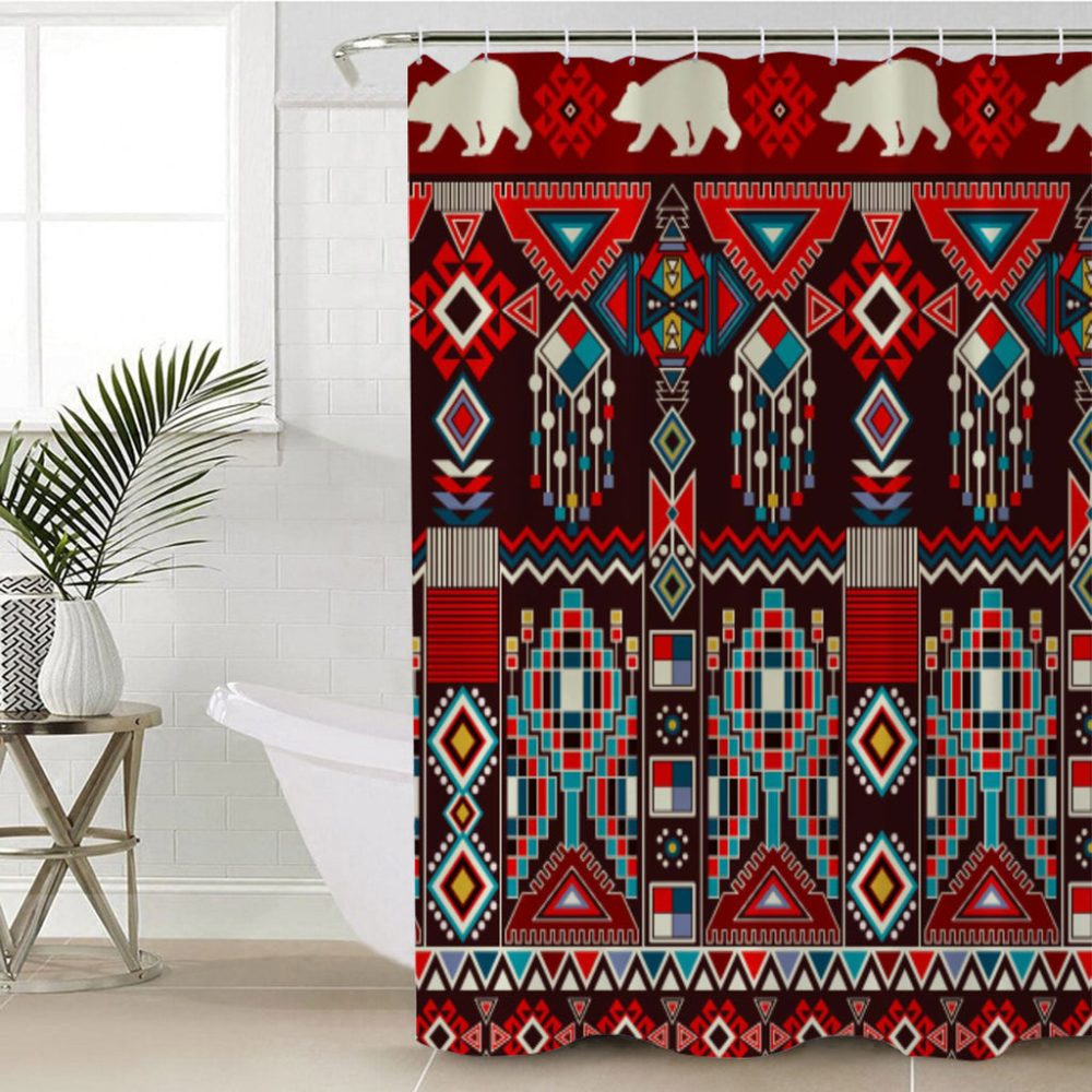 Pattern Red And Bison Shower Curtain