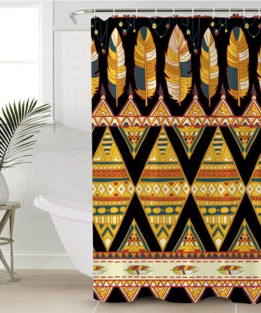 Feather Yellow Native Shower Curtain