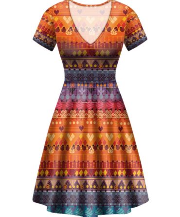 Tribal Seamless Pattern Round Neck Dress