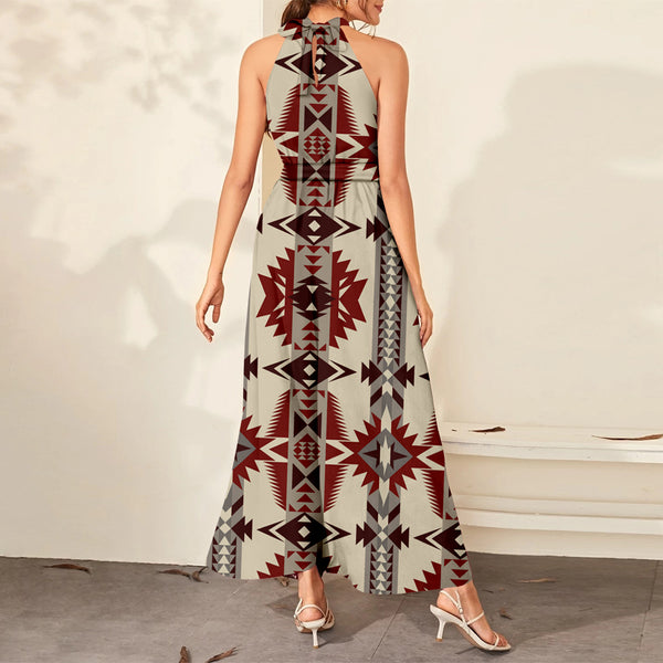 Pattern Brow And Red Dress Maxi Ligation - Image 3