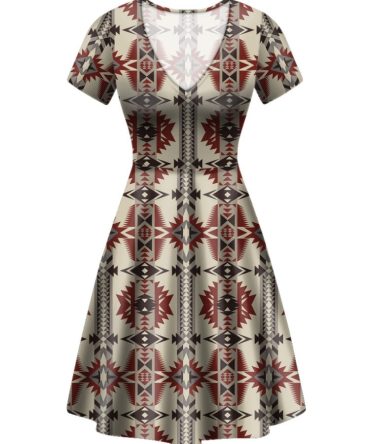 Geometric Seamless Pattern Round Neck Dress