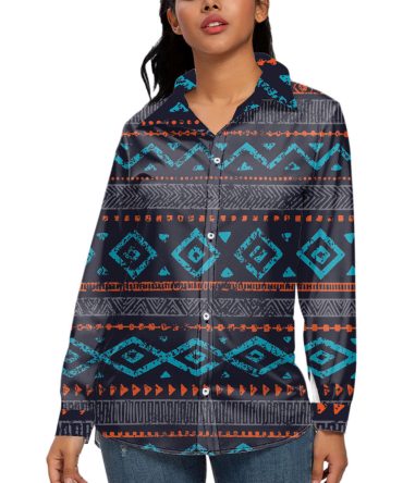 Seamless Ethnic Ornaments 3D Long Sleeve Blouse