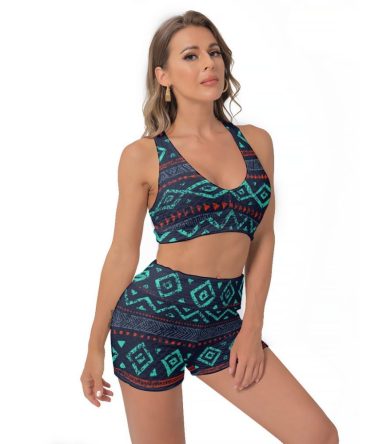 Seamless Ethnic Ornaments Women's Sports Bra Suit