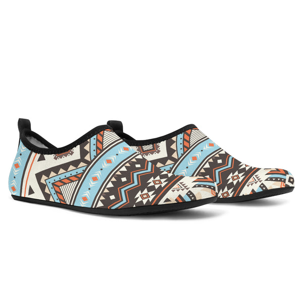 Tribal Striped Seamless Pattern Aqua Shoes - Image 2