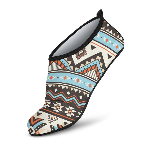 Tribal Striped Seamless Pattern Aqua Shoes - Image 3