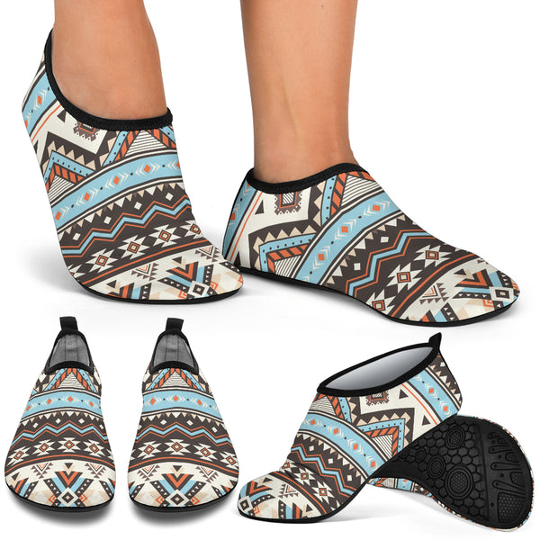 Tribal Striped Seamless Pattern Aqua Shoes - Image 4