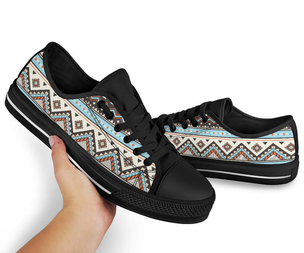 Tribal Striped Seamless Pattern Low Top Canvas Shoe - Image 4