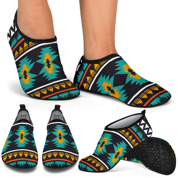 Geometric Ethnic Pattern Aqua Shoes - Image 4