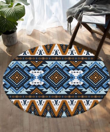 Retro Colors Tribal Seamless Round Carpet