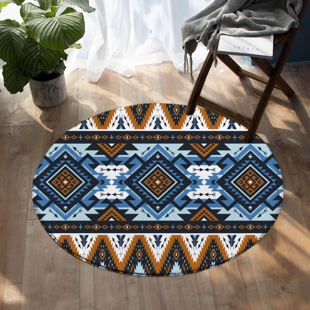 Retro Colors Tribal Seamless Round Carpet