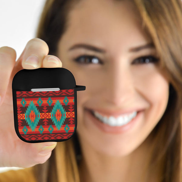 Red Geometric Pattern AirPods Case CoverJ - Image 3
