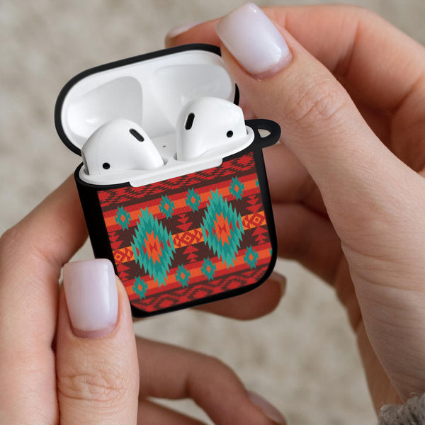 Red Geometric Pattern AirPods Case CoverJ - Image 4