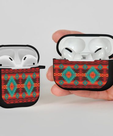 Red Geometric Pattern AirPods Case CoverJ