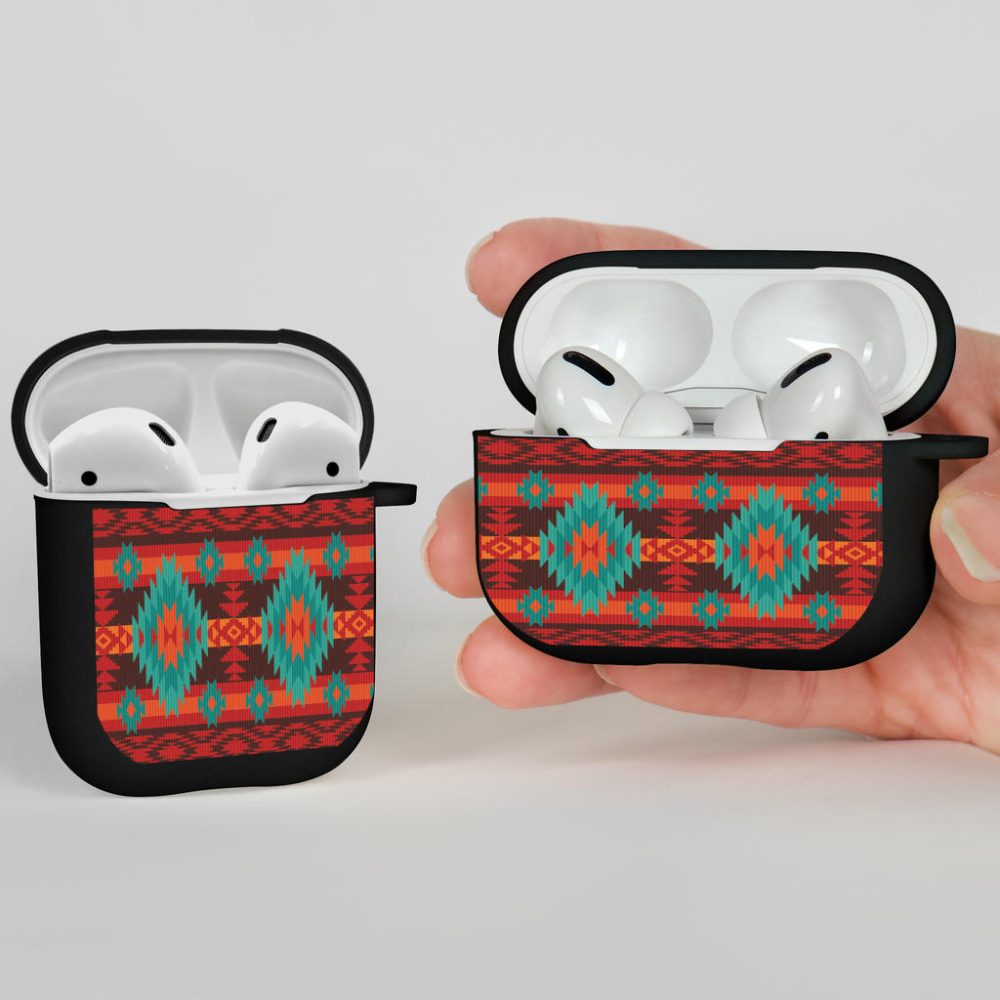 Red Geometric Pattern AirPods Case CoverJ